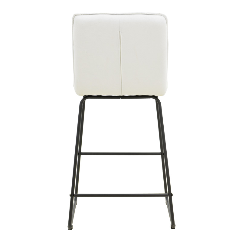 Σκαμπό μπαρ Essential pakoworld ύφασμα λευκό-πόδι μάυρο μεταλλικό 53x64.5x107εκ