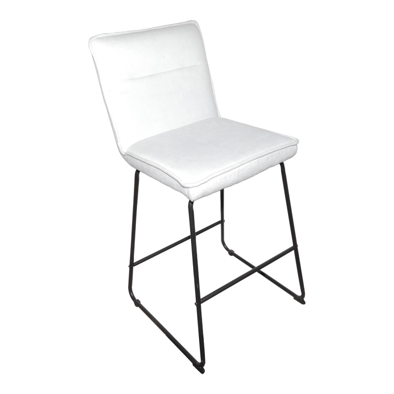 Σκαμπό μπαρ Essential pakoworld ύφασμα λευκό-πόδι μάυρο μεταλλικό 53x64.5x107εκ