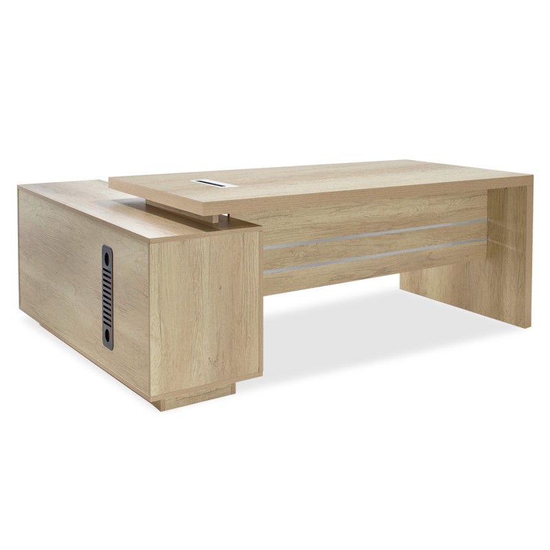 Γραφείο εργασίας αναστρέψιμο επαγγελματικό Amazon pakoworld σε φυσική απόχρωση 200x170x75εκ