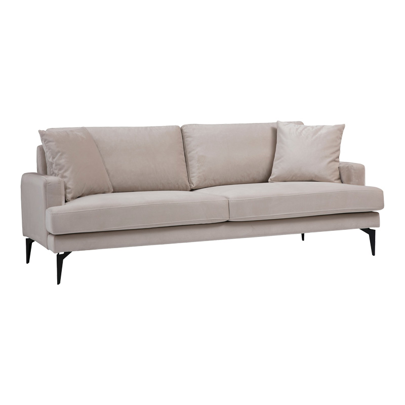 Καναπές 2θέσιος Fortune pakoworld βελούδο μπεζ-μαύρο 175x90x88εκ