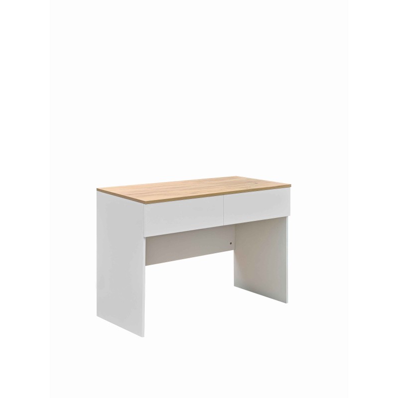 Γραφείο εργασίας Beleton pakoworld με συρτάρια mdf σε oak με λευκή απόχρωση 100x50x75εκ