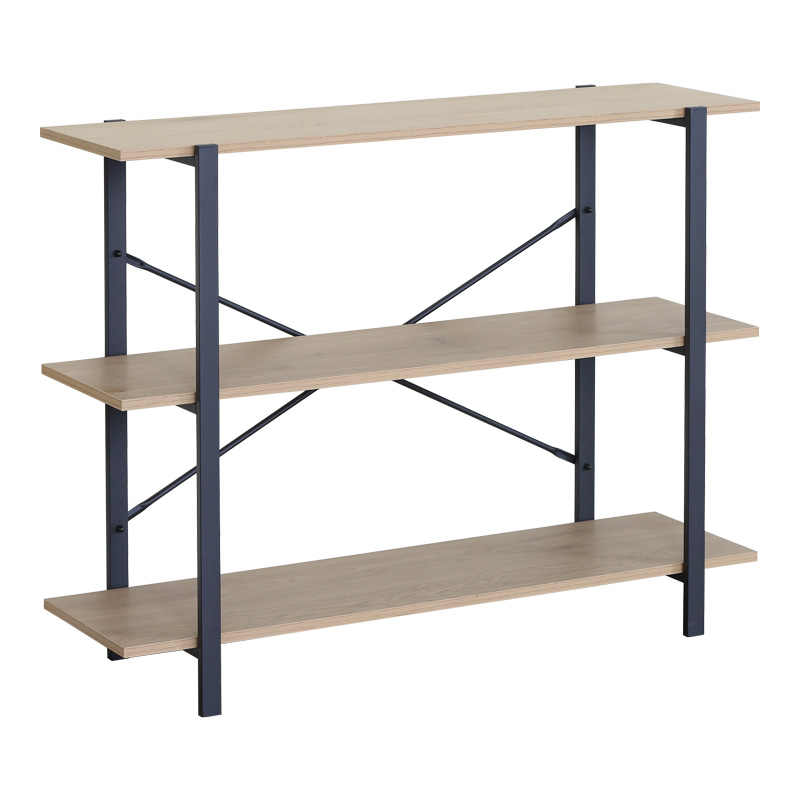 Επιδαπέδια ραφιέρα Nebranzo pakoworld σε oak απόχρωση με μαύρο μέταλλο 106x35x80εκ