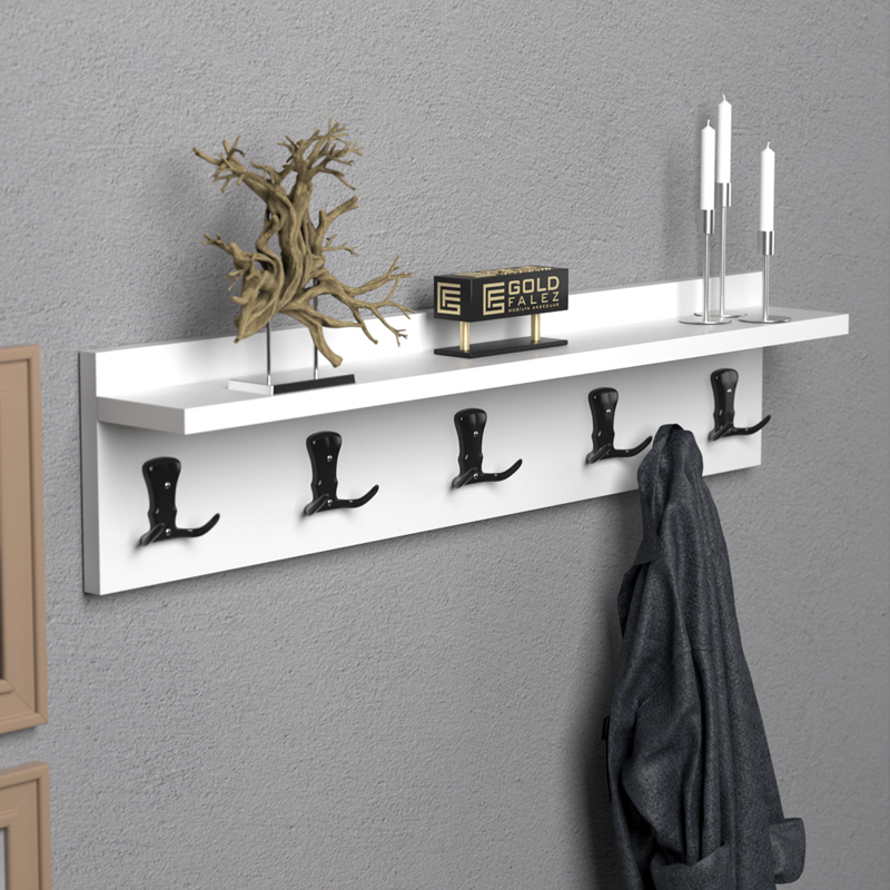 Κρεμάστρα Mec pakoworld μελαμίνη σε λευκή απόχρωση 80x9.5x18εκ