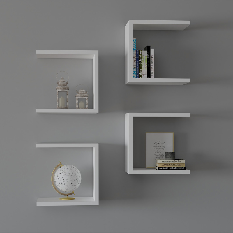 Ραφιέρα τοίχου Perari pakoworld 4τεμ.σε λευκή απόχρωση 30x19.6x30εκ