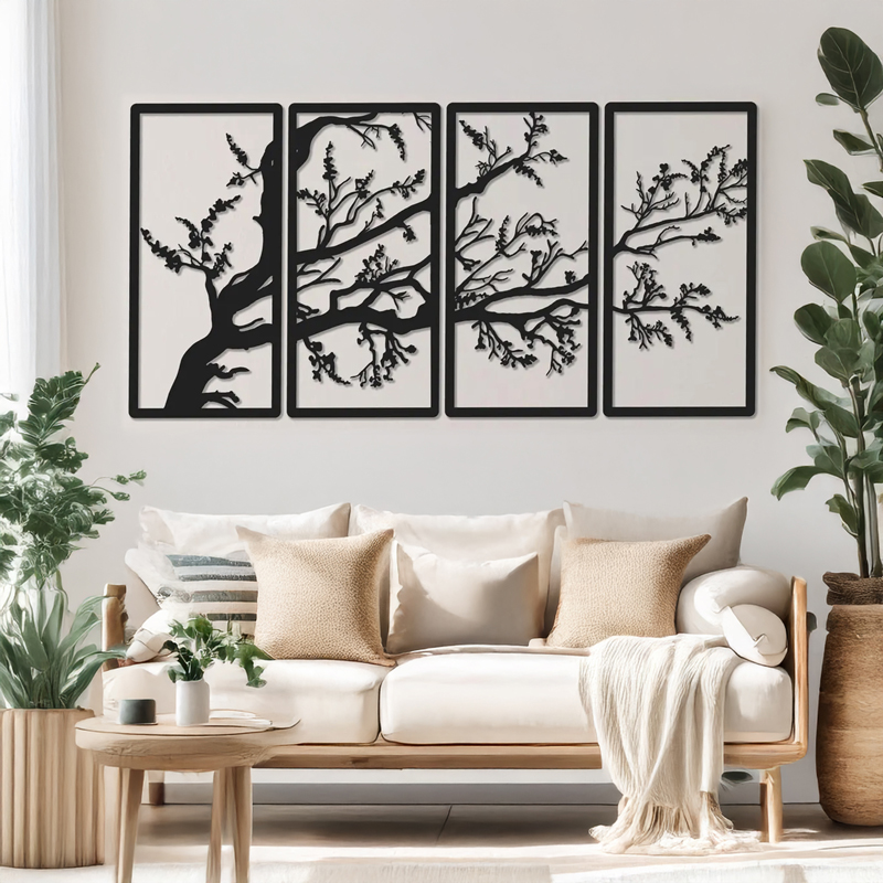 Διακοσμητικό τοίχου Zenta pakooworld σετ 4τεμ μαύρο μεταλλικό 20x0,15x50εκ