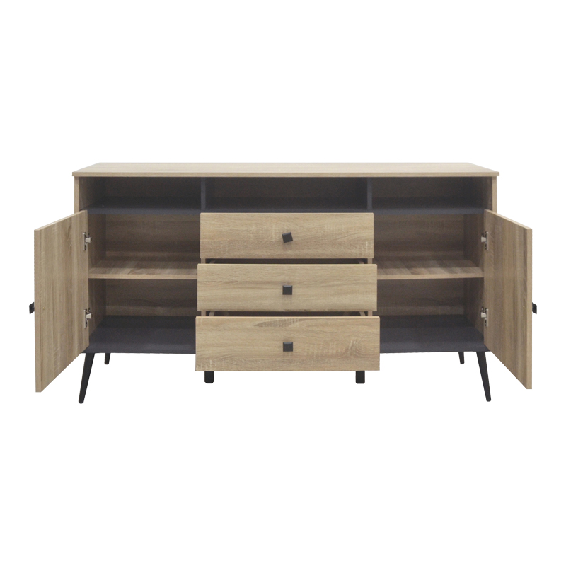 Μπουφές Zezan pakoworld σε sonoma-ανθρακί απόχρωση 140.5x41.5x80εκ