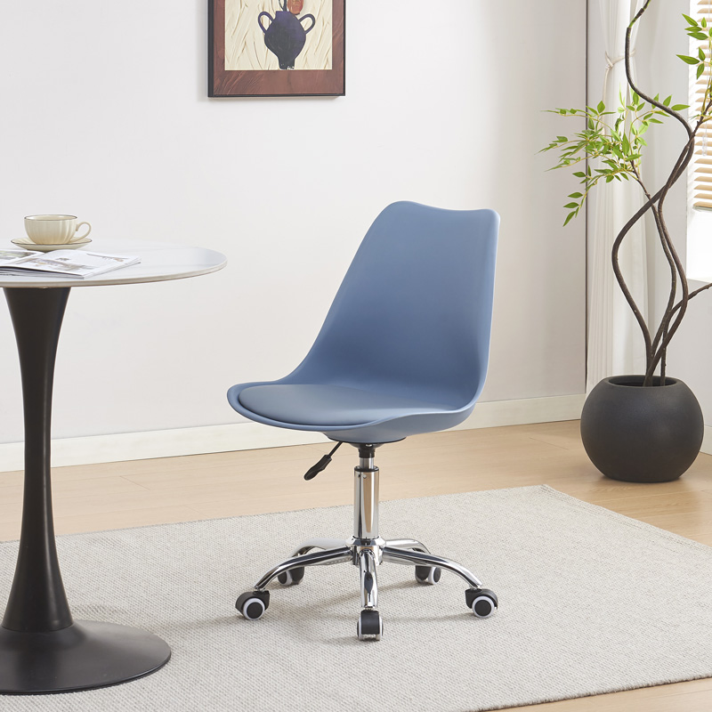 Καρέκλα γραφείου εργασίας Gaston II pakoworld pp-pu σε απόχρωση ανοιχτό μπλε 48x57x77-90εκ