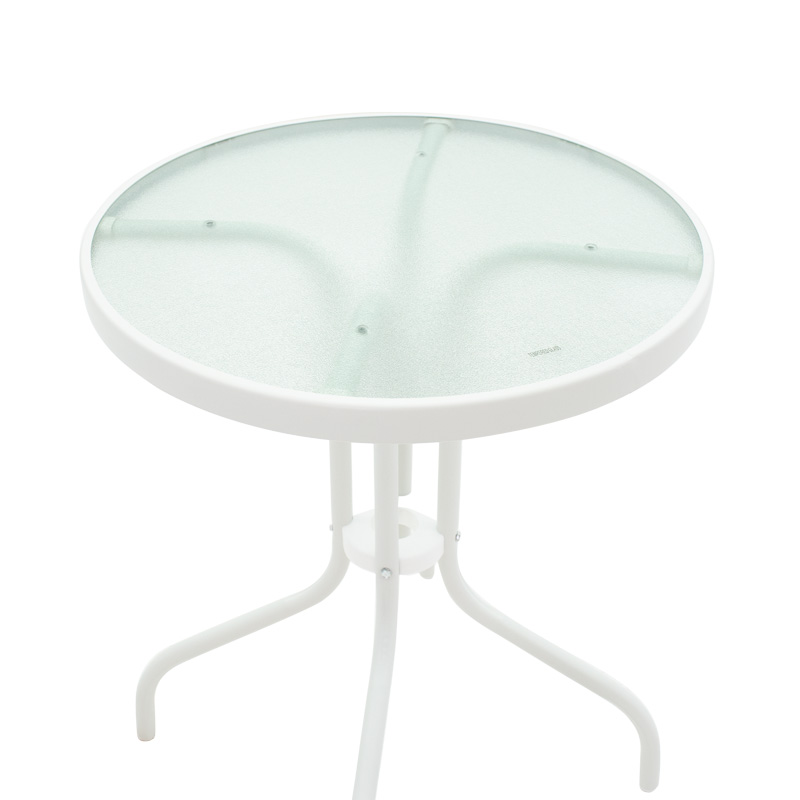 Τραπεζαρία Watson-Sussie pakoworld σετ 3τεμ μέταλλο λευκό-γυαλί Φ60x70εκ