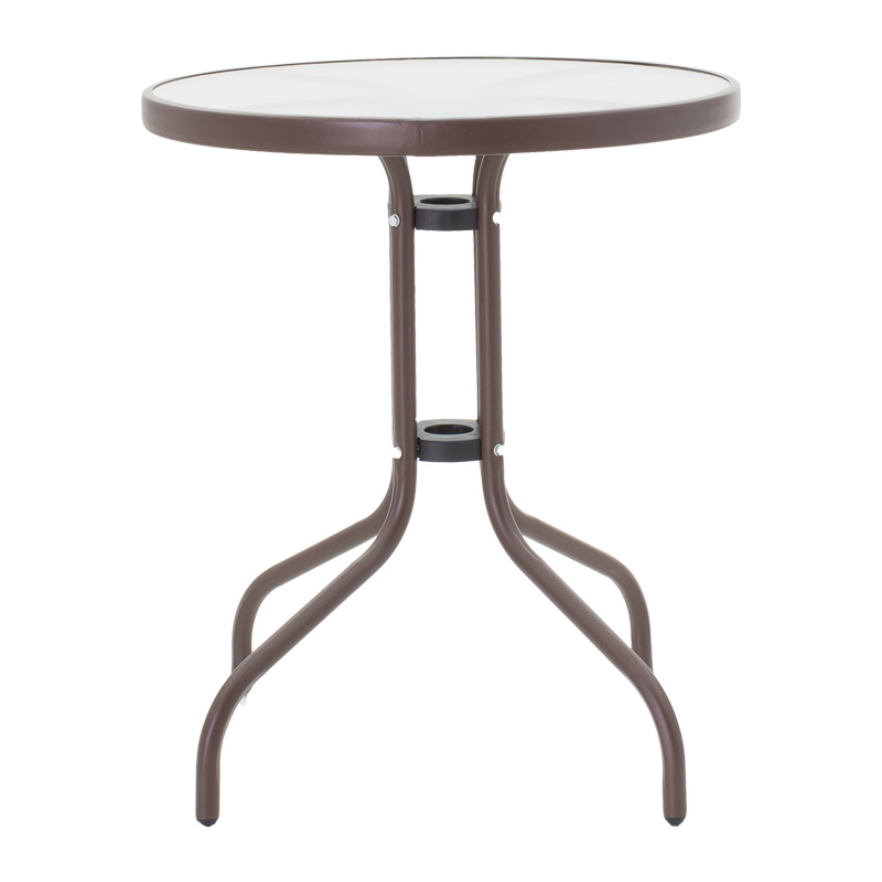 Τραπεζαρία Watson-Sussie pakoworld σετ 3τεμ μέταλλο καφέ-γυαλί Φ60x70εκ