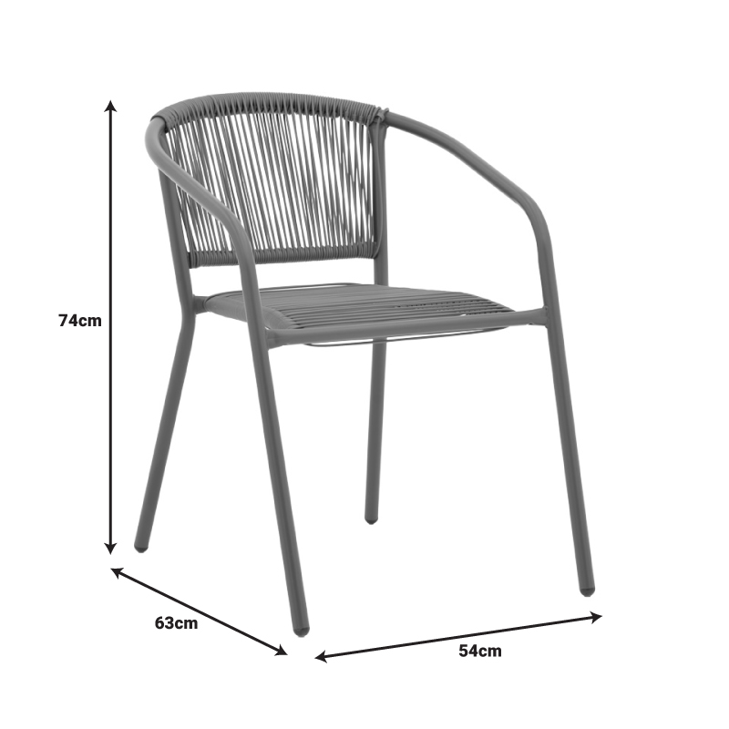 Τραπεζαρία Watson-Lindaria pakoworld 3τεμ  μέταλλο ανθρακί-γυαλί και pe rattan σε φυσική απόχρωση 70x70x70εκ
