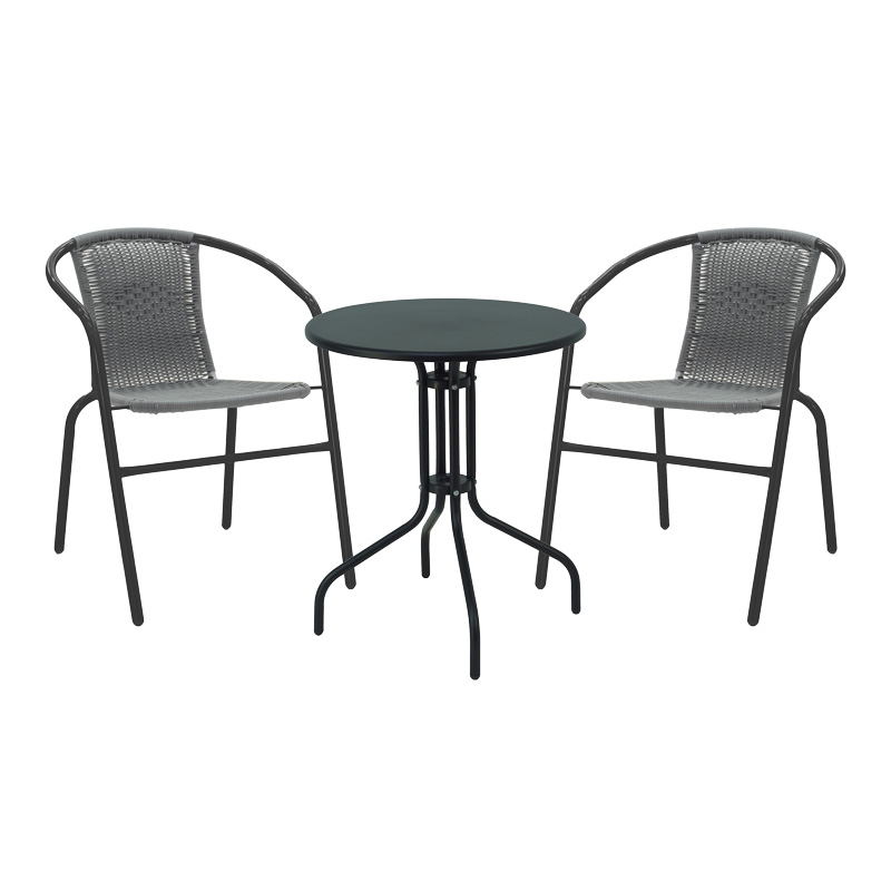 Τραπεζαρία Vergo-Obbi pakoworld 3τεμ μαύρο μέταλλο Φ60x70εκ