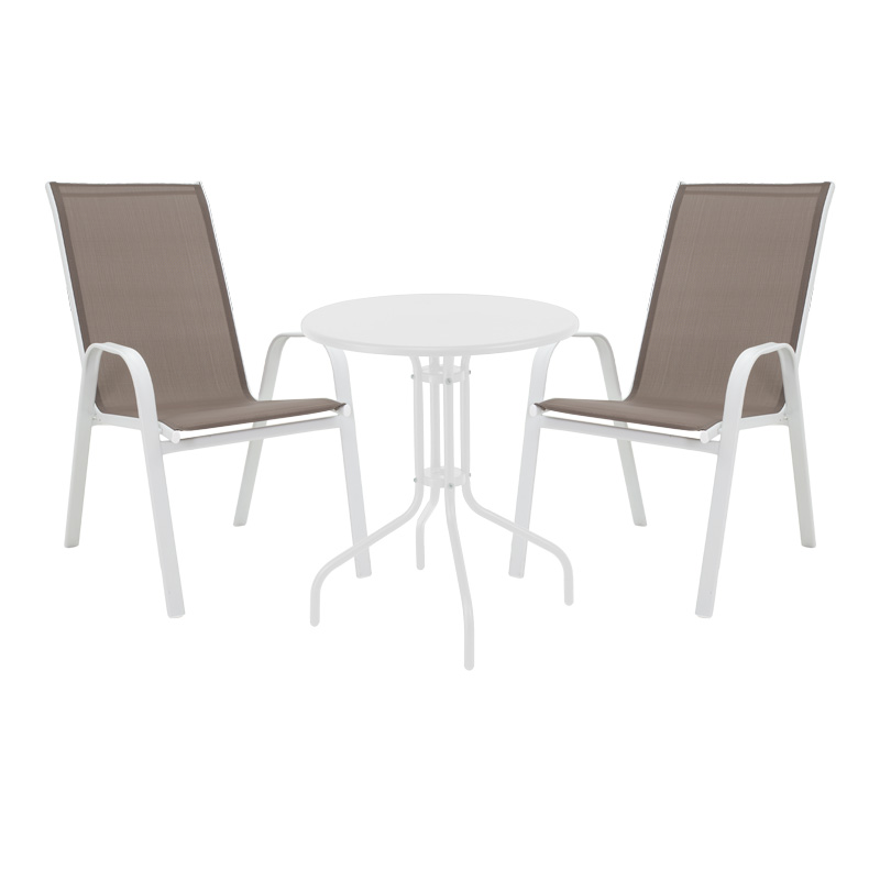 Τραπεζαρία Vergo-Calan pakoworld 3τεμ λευκό μέταλλο Φ60x70εκ