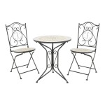 Τραπεζαρία Sellis pakoworld σετ 3τεμ μωσαικό-μέταλλο μαύρο