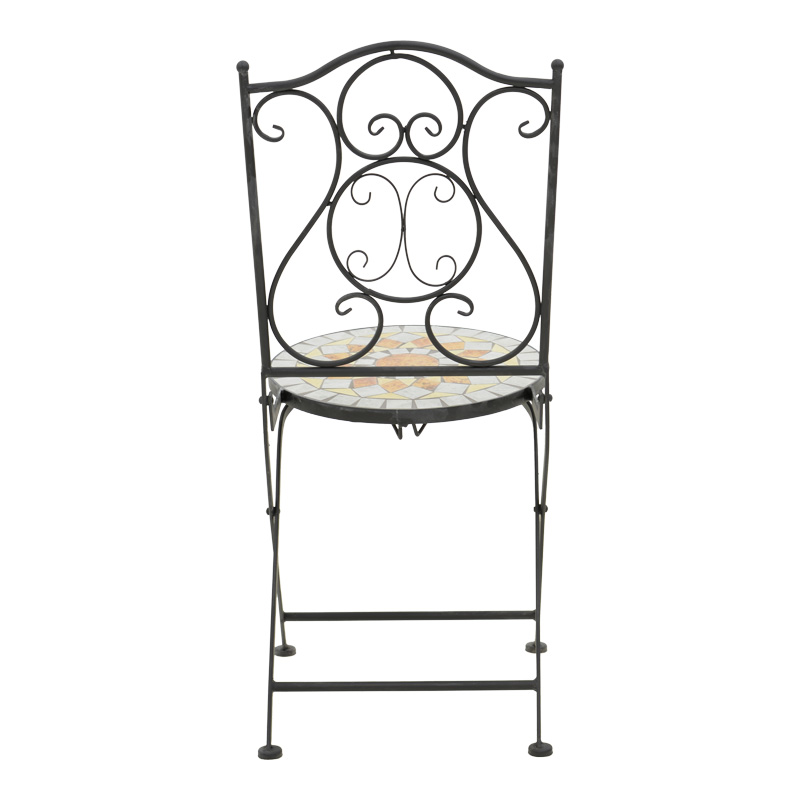 Τραπεζαρία Sellis pakoworld σετ 3τεμ μωσαικό-μέταλλο μαύρο