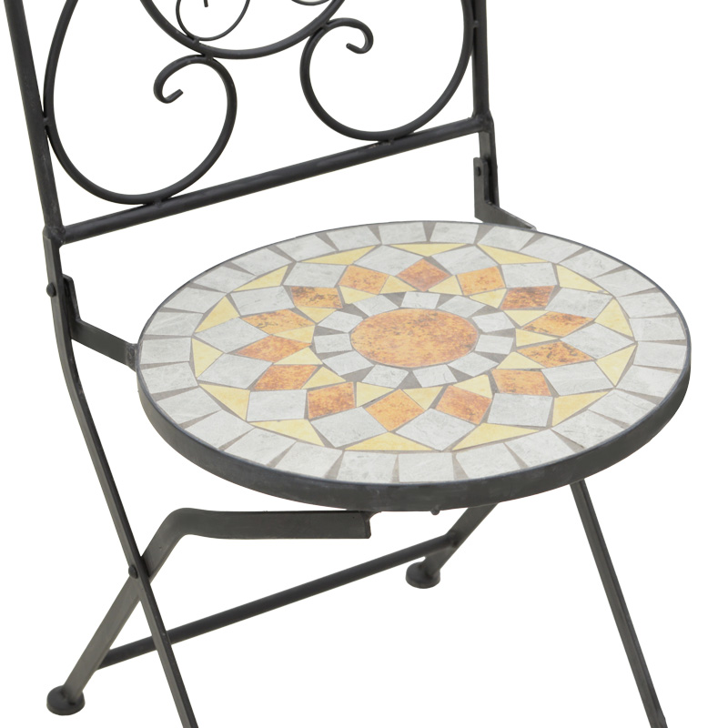 Τραπεζαρία Sellis pakoworld σετ 3τεμ μωσαικό-μέταλλο μαύρο