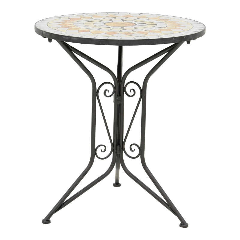 Τραπεζαρία Sellis pakoworld σετ 3τεμ μωσαικό-μέταλλο μαύρο