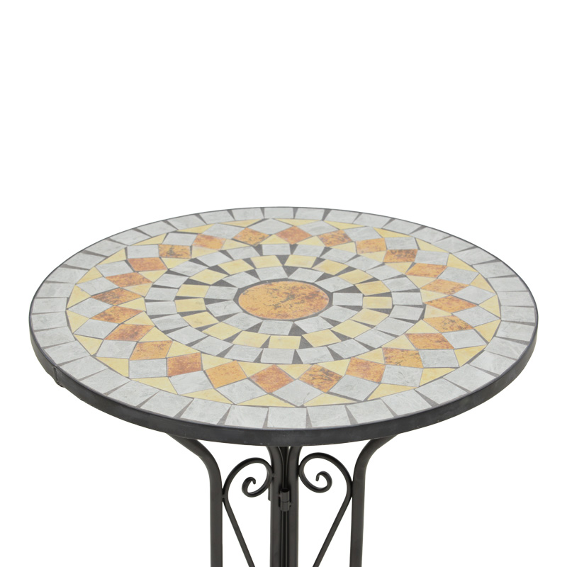 Τραπεζαρία Sellis pakoworld σετ 3τεμ μωσαικό-μέταλλο μαύρο