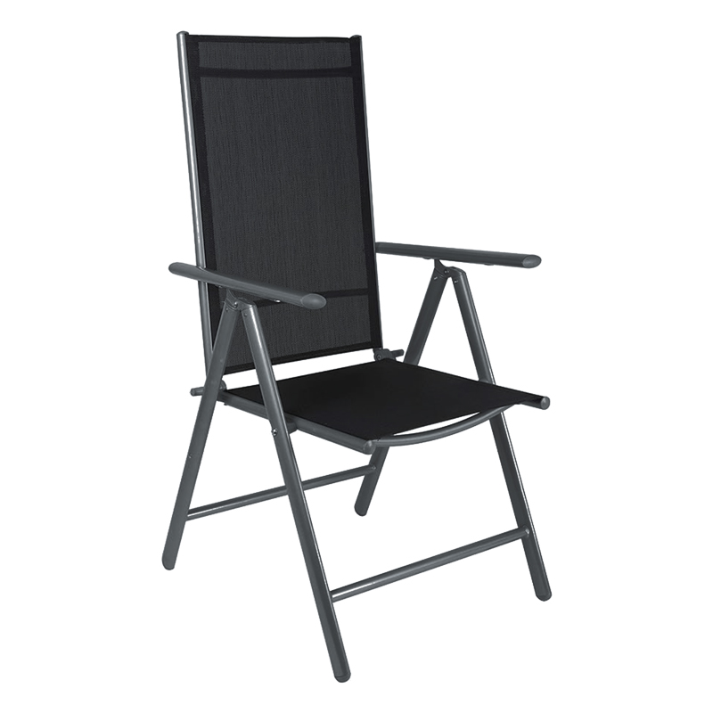 Πολυθρόνα Candor pakoworld ανθρακί μέταλλο και γκρι textilene 51.5x63.5x107εκ