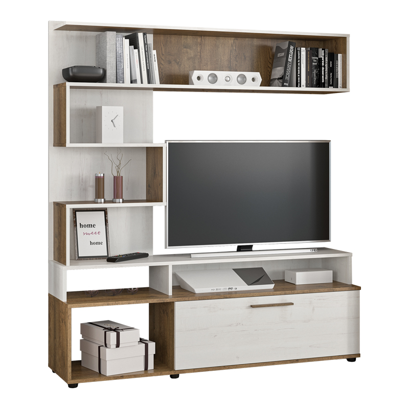 Σύνθετο σαλονιού Jasper pakoworld καρυδί-αντικέ λευκό 151.5x37.5x169.5εκ