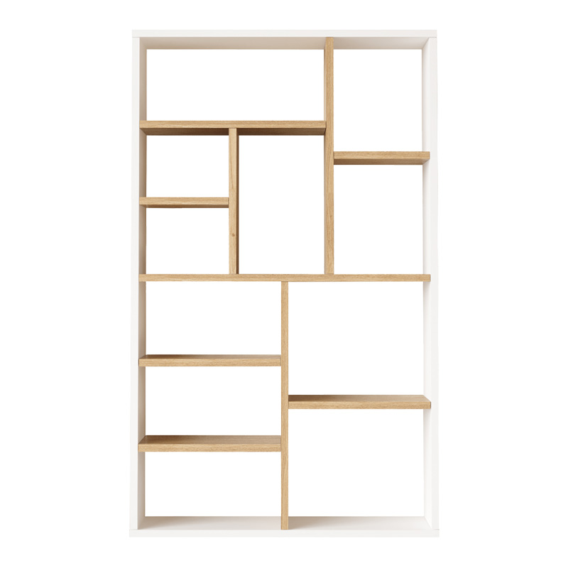 Βιβλιοθήκη Boteca 10θέσεων pakoworld σε oak-λευκή απόχρωση 75x22x123.6εκ