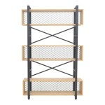 Βιβλιοθήκη Fifer pakoworld σε oak-μαύρη απόχρωση 120x28x185εκ