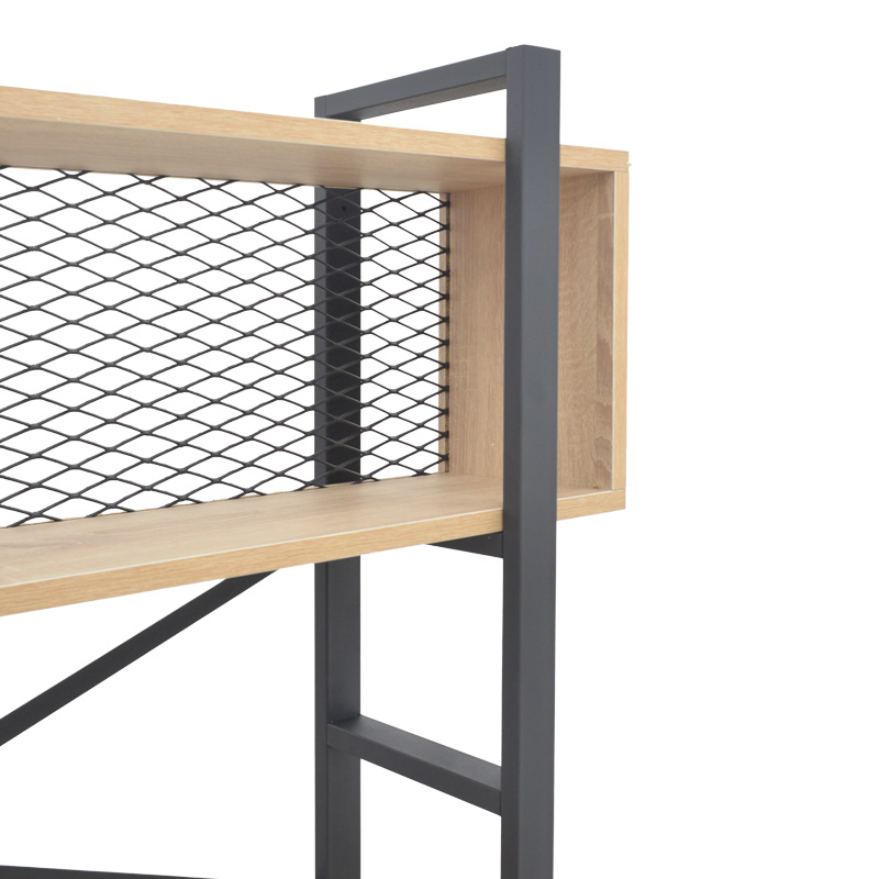 Βιβλιοθήκη Fifer pakoworld σε oak-μαύρη απόχρωση 120x28x185εκ