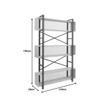 Βιβλιοθήκη Fifer pakoworld σε oak-μαύρη απόχρωση 120x28x185εκ