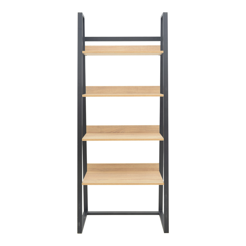 Βιβλιοθήκη Ryder pakoworld σε oak-μαύρη απόχρωση 75x36x185εκ