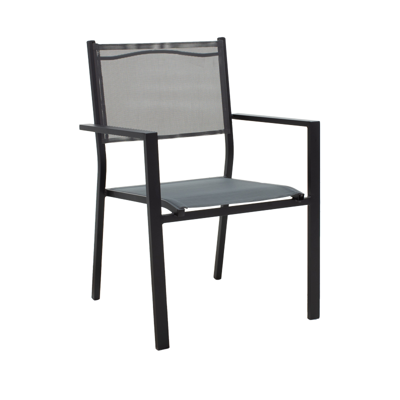 Τραπεζαρία Moly - Kliton σετ 3τεμ pakoworld ανθρακί και μαύρο αλουμίνιο-textilene σε ανθρακί απόχρωση 80x80x74εκ