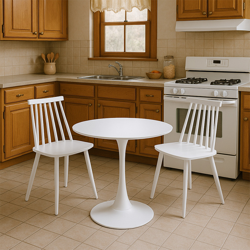 Τραπεζαρία Elijah-Aurora I pakoworld σετ 3τεμ pp σε λευκή απόχρωση Φ60x74εκ