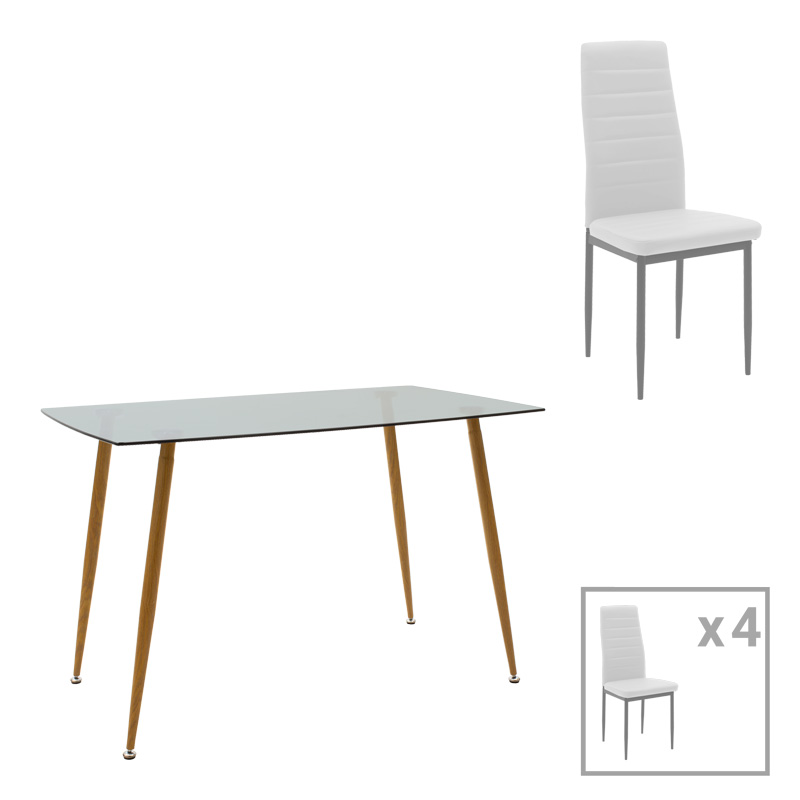 Τραπεζαρία Cuba-Parker pakoworld σετ 5τεμ sonoma-λευκό 120x80x75εκ