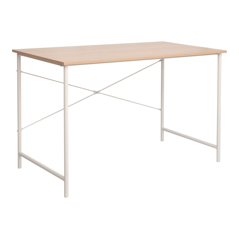 Γραφείο εργασίας Senzia pakoworld σε φυσική απόχρωση με λευκό μέταλλο 120x60x75εκ