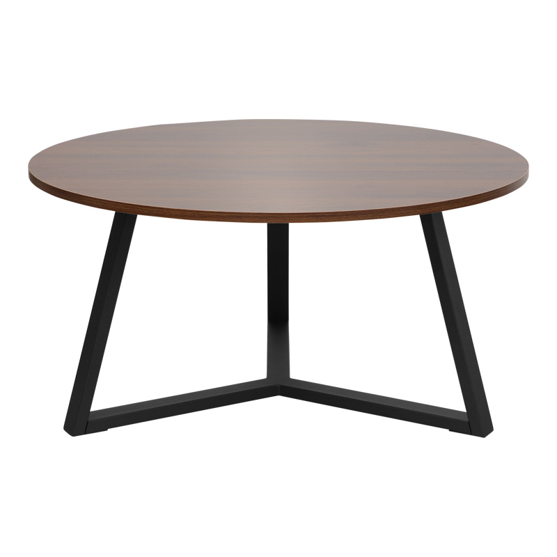 Τραπέζι σαλονιού Berton pakoworld σε καρυδί απόχρωση με μαύρο μέταλλο Φ80x40εκ