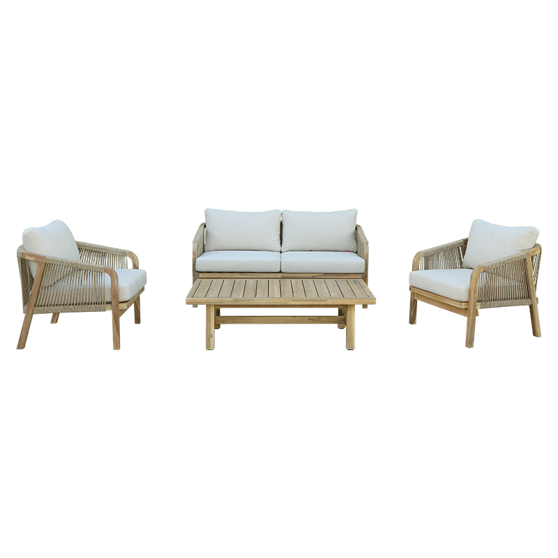 Σαλόνι κήπου Malibu pakoworld μασίφ ξύλο ακακίας-ύφασμα μπεζ