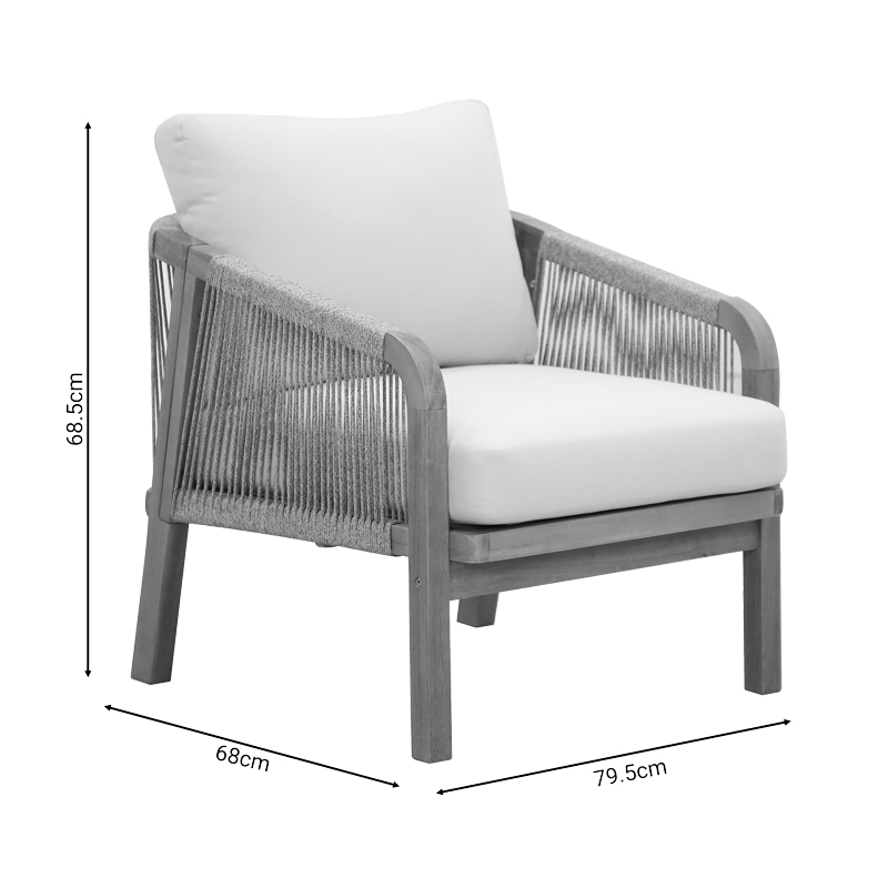 Σετ σαλονιού 4τμχ Malibu I pakoworld μασίφ ξύλο ακακίας-μπεζ ύφασμα