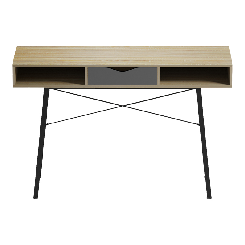 Γραφείο εργασίας Komo pakoworldε sonoma-γκρι - μαύρα μεταλλικά πόδια 120x48x76εκ