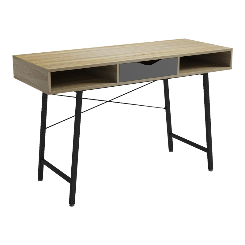 Γραφείο εργασίας Komo pakoworldε sonoma-γκρι - μαύρα μεταλλικά πόδια 120x48x76εκ