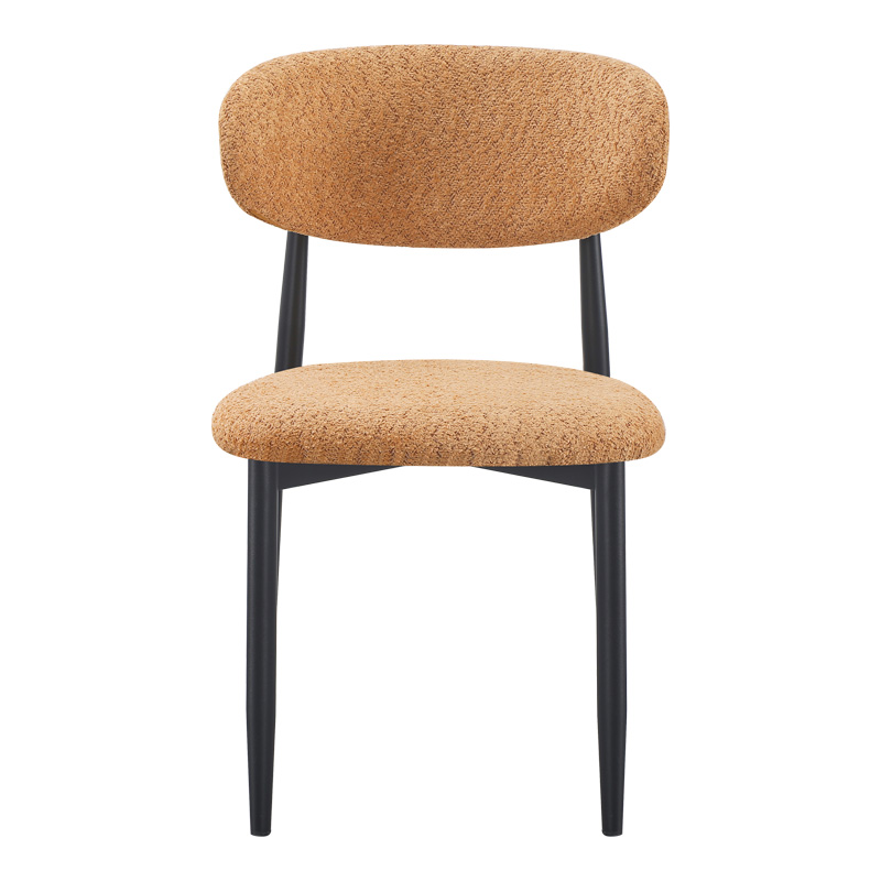 Καρέκλα Folegio pakoworld μπουκλέ σε camel απόχρωση με μαύρα πόδια 50x57x79.5εκ