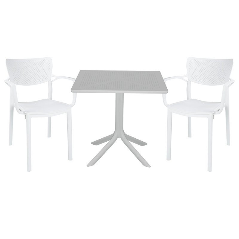 Τραπεζαρία Icon-Fontline pakoworld σετ 3τεμ PP σε λευκή απόχρωση