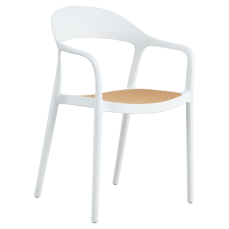 Πολυθρόνα Ember στοιβαζόμενη pakoworld με UV protection PP μπεζ- λευκό 52.5x56.5x81εκ.