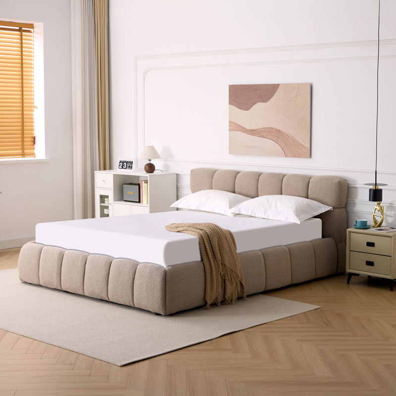 Κρεβάτι Jeby pakoworld ύφασμα σε μπεζ απόχρωση με αποθηκευτικό χώρο 160x200εκ