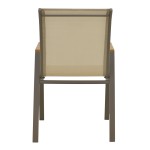 Πολυθρόνα Azelie pakoworld στοιβαζόμενη σαμπανιζέ αλουμίνιο και textilene σε ανοιχτή γκρι απόχρωση 56x75x88εκ