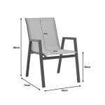 Πολυθρόνα Azelie pakoworld στοιβαζόμενη σαμπανιζέ αλουμίνιο και textilene σε ανοιχτή γκρι απόχρωση 56x75x88εκ