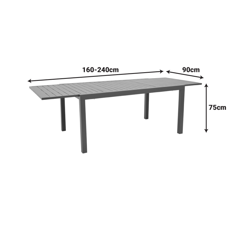 Τραπέζι επεκτεινόμενο Lafla pakoworld αλουμίνιο σε σαμπανιζέ απόχρωση 160-240x90x75εκ