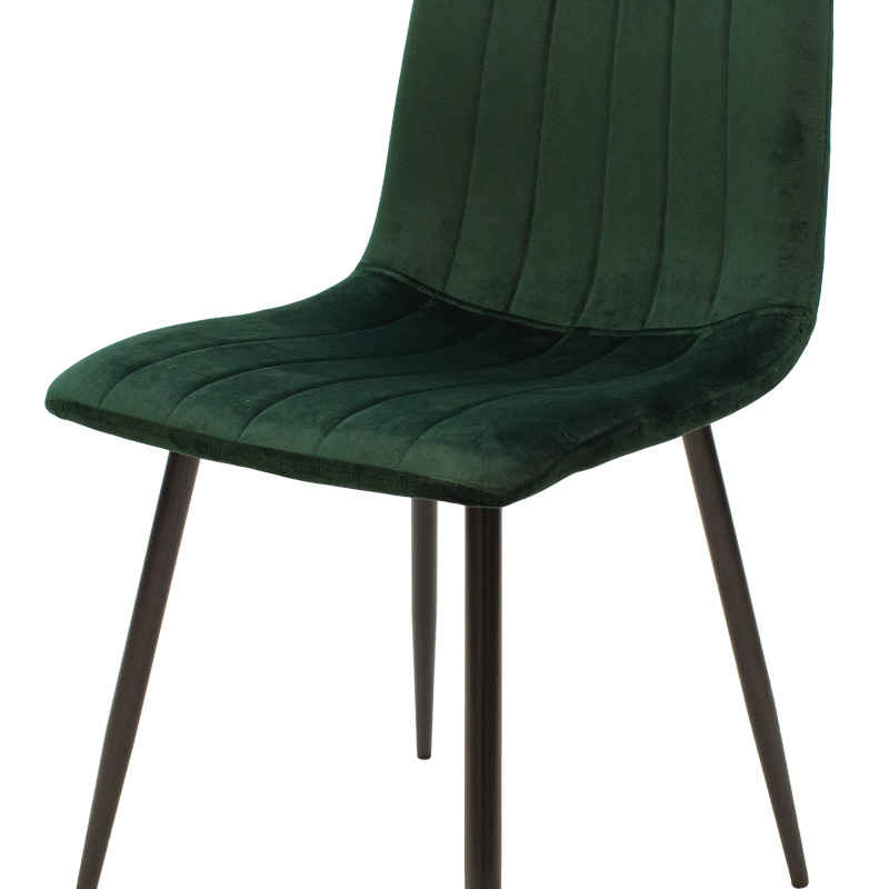 Καρέκλα Noor pakoworld κυπαρισσί βελούδο με πόδι μετάλλου σε μαύρη απόχρωση 44x53x86εκ