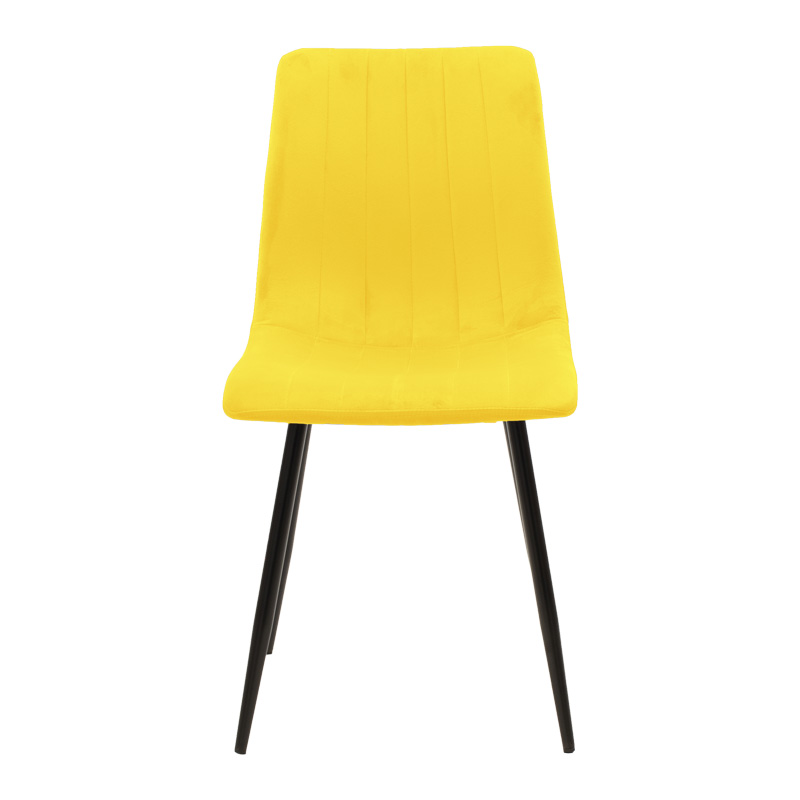 Καρέκλα Noor pakoworld κίτρινο βελούδο με πόδι μετάλλου σε μαύρη απόχρωση 44x53x86εκ
