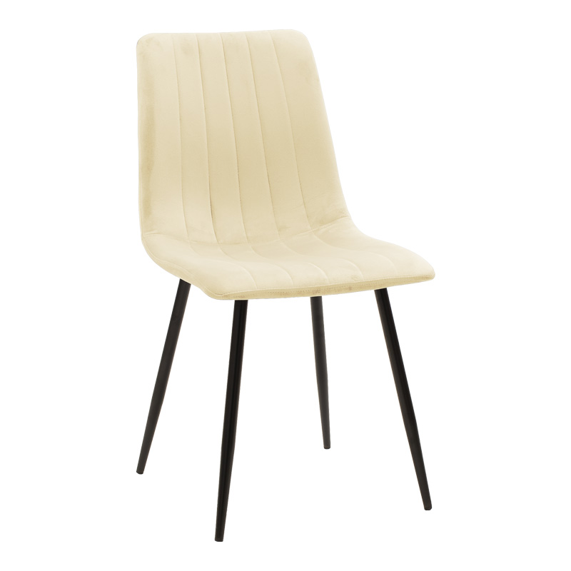 Καρέκλα Noor pakoworld μπεζ ύφασμα με πόδι μετάλλου σε μαύρη απόχρωση 44x53x86εκ