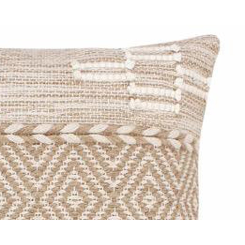 Μαξιλάρι Mitto Inart γιούτα-βαμβάκι σε μπεζ-λευκό απόχρωση 45x45x2εκ
