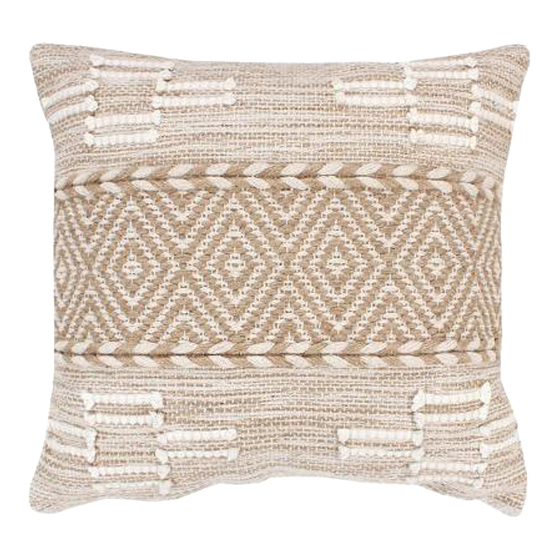 Μαξιλάρι Mitto Inart γιούτα-βαμβάκι σε μπεζ-λευκό απόχρωση 45x45x2εκ