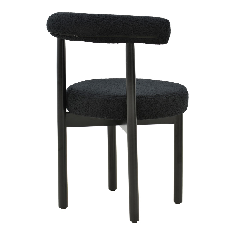 Καρέκλα Fenza pakoworld μαύρο μπουκλέ ύφασμα-πόδι ξύλο οξιάς σε μαύρη απόχρωση 60x54x75εκ